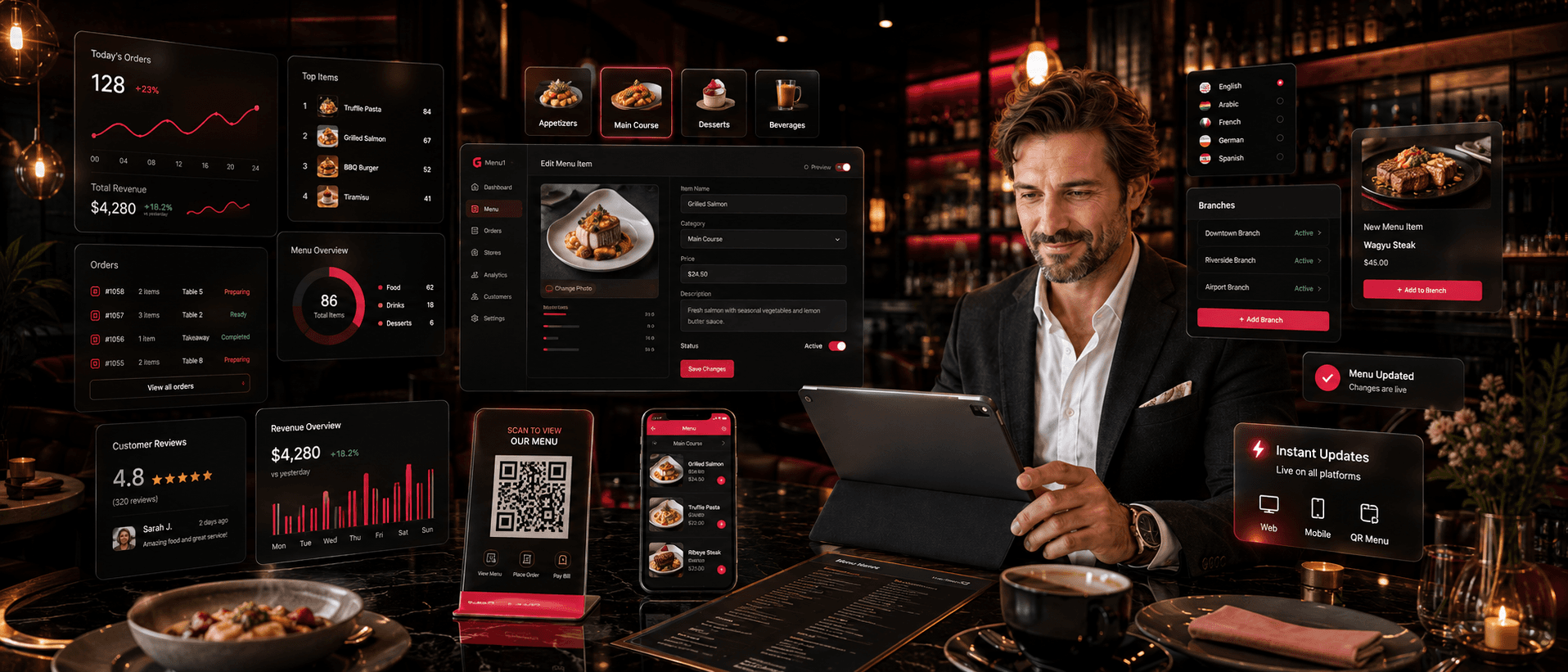 Burger Cafe & Restoran için Menu1 QR menü çözümü